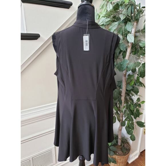 Focus By JJ Chiffon Vest Womens Small Black Stretch Fly Away Draped Open Front - Picture 13 of 13